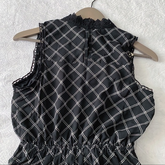 NWT Black Lace High Neck Plaid Dress vintage style LBD - Picture 5 of 10